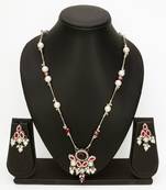 silver plated red white necklace set