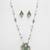silver plated green white necklace set