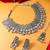 oxidized silver teardrop mirror choker necklace set with ghungroo earrings and maang tikka