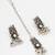 oxidized silver mirror work floral choker necklace set with ghungroo earrings and maang tikka