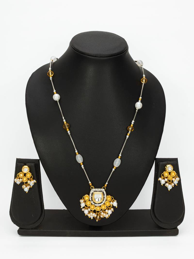 gold silver pearl necklace set