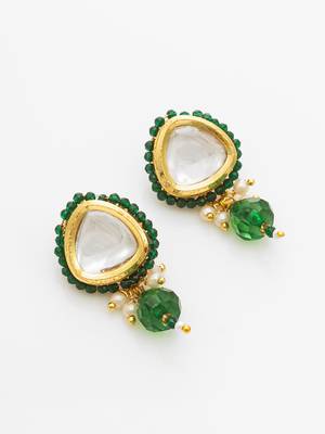 gold plated green beaded necklace set 3