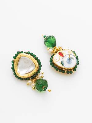 gold plated green beaded necklace set 4