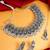 oxidized silver leaf motif choker necklace set with ghungroo drops, earrings and maang tikka