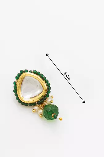 gold plated green beaded necklace set
