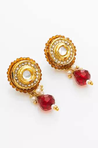 gold plated amber beaded necklace set