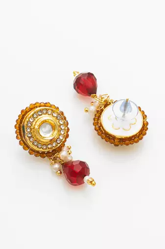 gold plated amber beaded necklace set
