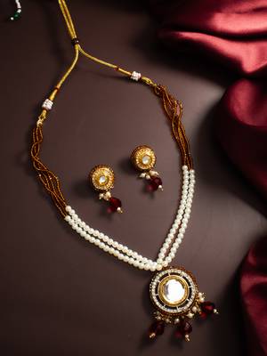 gold plated amber beaded necklace set 1