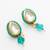 gold plated teal beaded necklace set