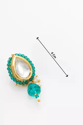 gold plated teal beaded necklace set