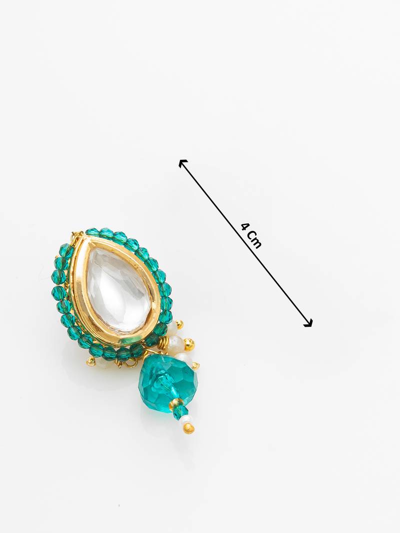 gold plated teal beaded necklace set