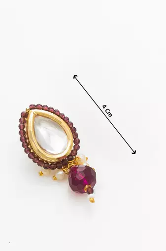 gold plated maroon beaded necklace set