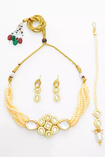 pearl kundan choker set