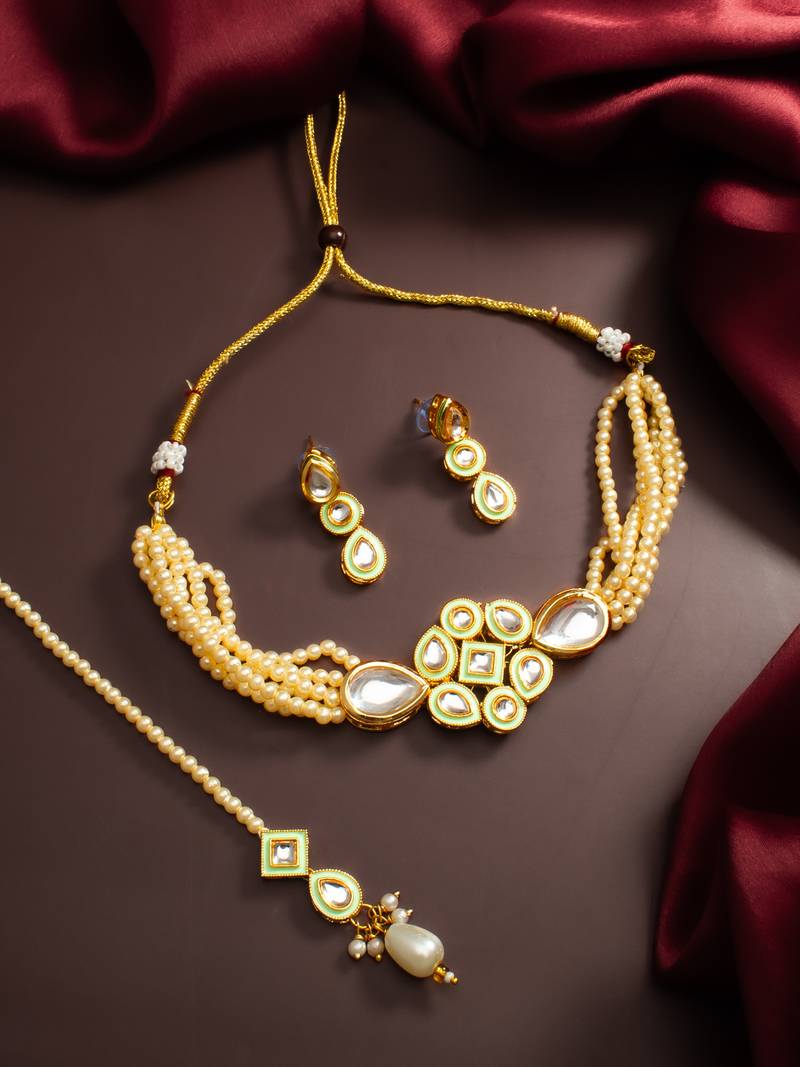 pearl kundan choker set