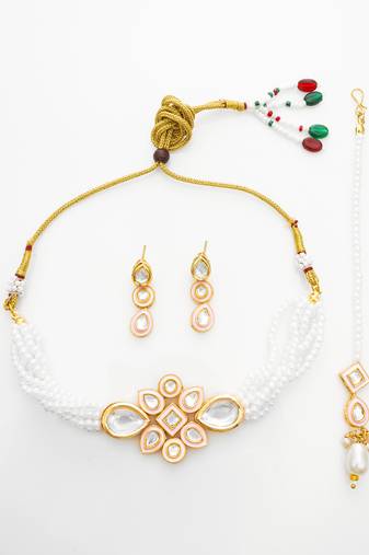 white kundan bridal set