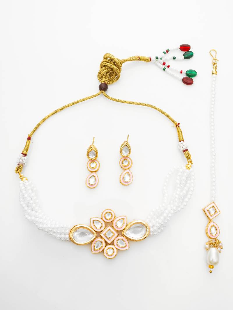 white kundan bridal set