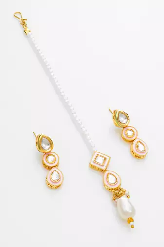 white kundan bridal set