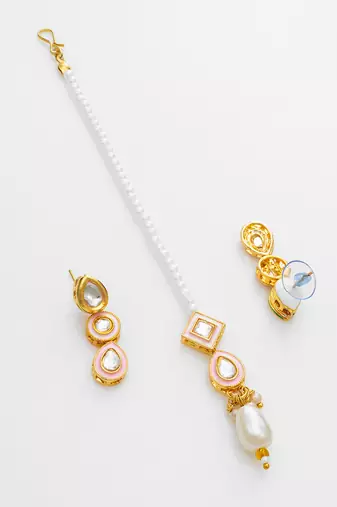 white kundan bridal set