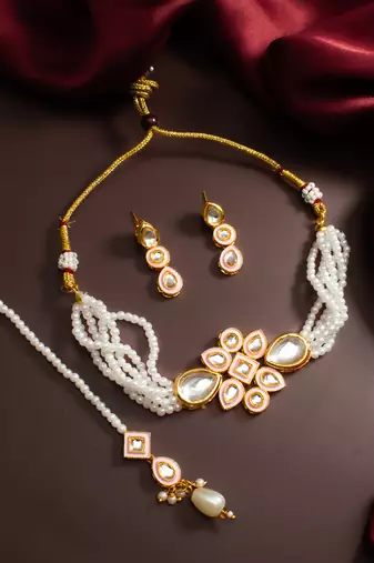 white kundan bridal set