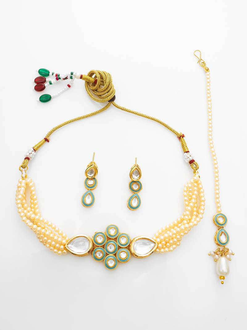 gold plated kundan choker set