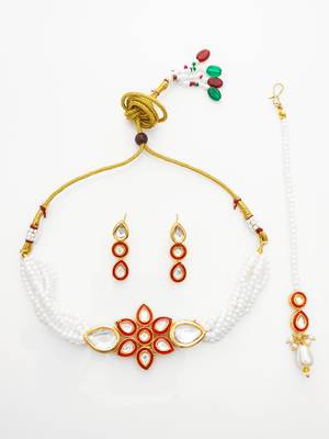red white kundan choker set 2