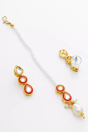 red white kundan choker set