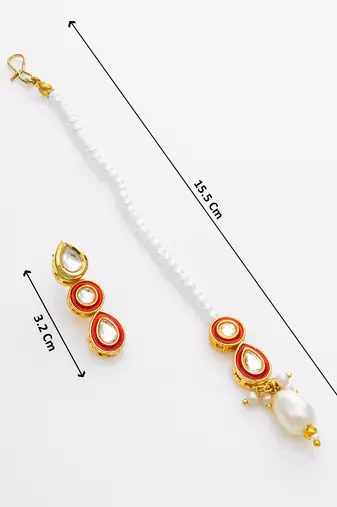 red white kundan choker set