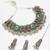 oxidized silver leaf choker necklace set with ghungroo drops, earrings and maang tikka