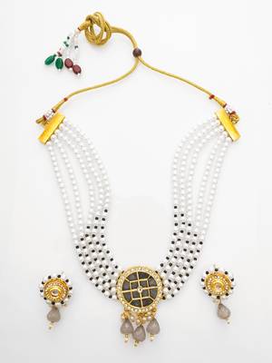 white pearl choker necklace set 3