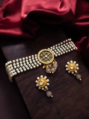 white pearl choker necklace set 1