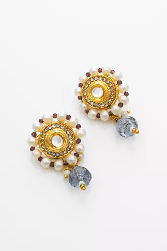 gold plated blue kundan choker set