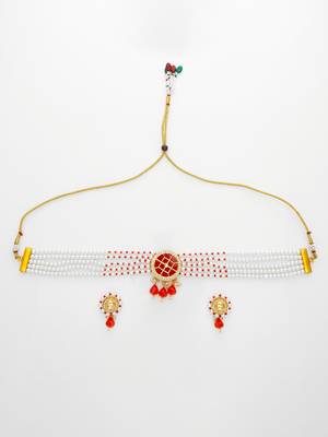 red beaded kundan choker set 2
