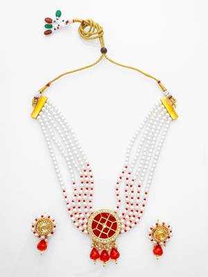 red beaded kundan choker set 3