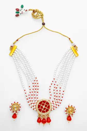 red beaded kundan choker set