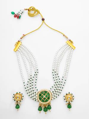 gold plated green white choker set 3