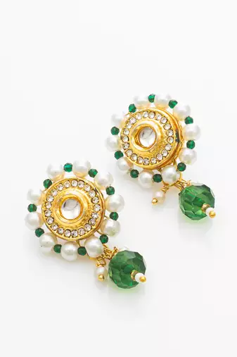 gold plated green white choker set