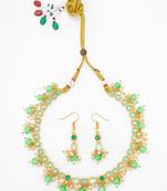 green beaded kundan necklace set