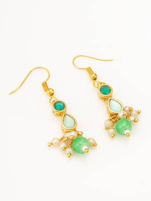 green beaded kundan necklace set 3