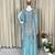Blue faux georgette embroidered palazzo set