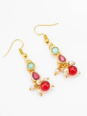 gold plated red beaded choker set 3