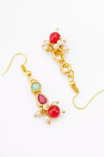 gold plated red beaded choker set