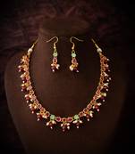 gold plated red beaded choker set