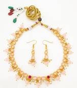 gold plated peach stone choker set
