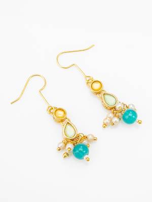 gold plated green beaded necklace set 3