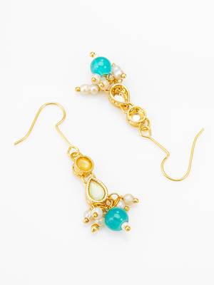 gold plated green beaded necklace set 4