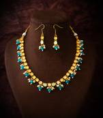 gold plated green beaded necklace set
