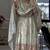 Off white silk blend embroidered gown set