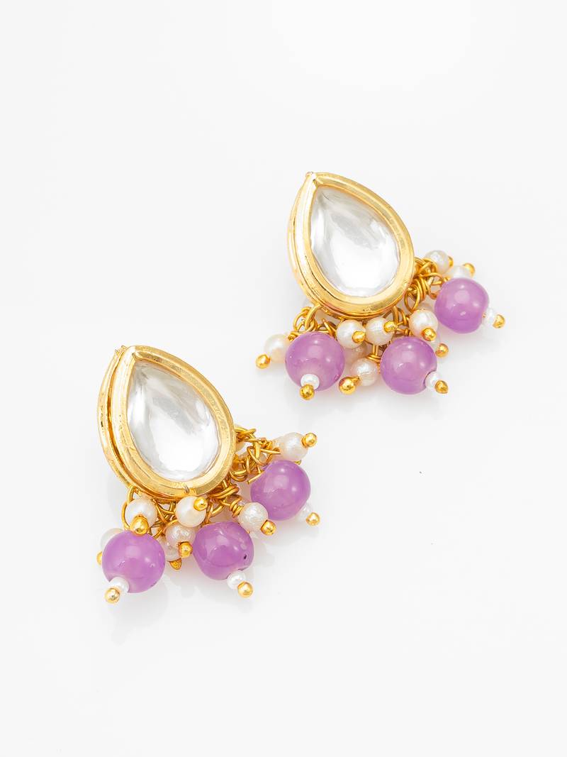 gold plated lavender kundan choker set