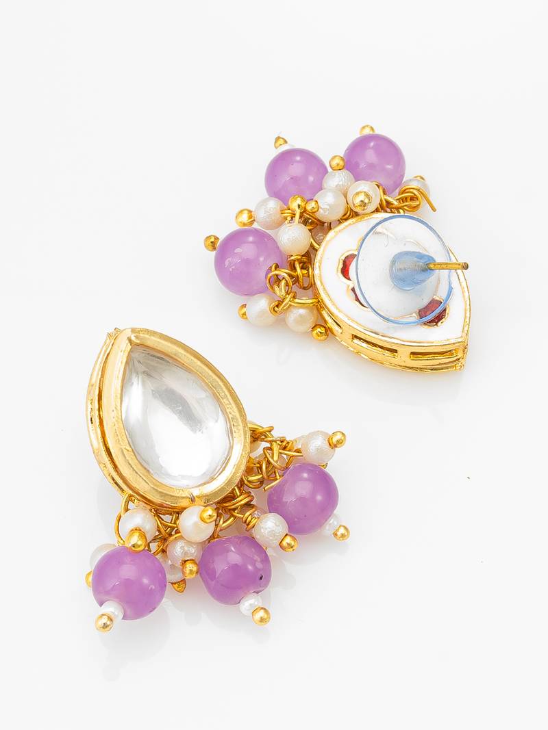 gold plated lavender kundan choker set