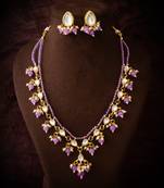gold plated lavender kundan choker set